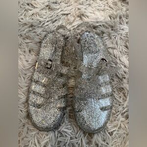 Sparkly Silver Jelly Sandals